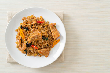 pork fried rice with herbs
