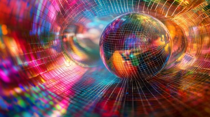 Fototapeta premium Colorful abstract view of disco balls with vibrant reflections