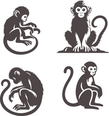 Four monkey silhouettes.