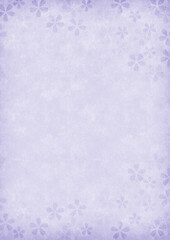 和紙に描いた桜の花びらの透かし模様パープルトーンフレーム【手描き水彩】コピースペースあり