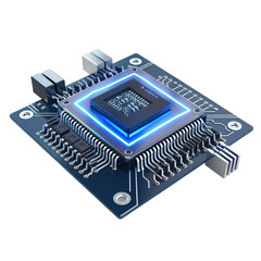 CPU 3D Icon Isolated on Transparent Background