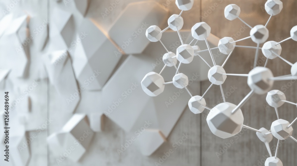 Aufkleber abstract futuristic atom backdrop with interconnected molecules and glowing particles for scientific