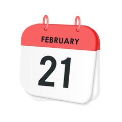 Fototapeta premium 21th February daily calendar icon template. February 21 day calendar design. Single day calendar in vector illustration flat style.