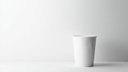 Simple White Paper Cup on Minimalist Background in Soft Light