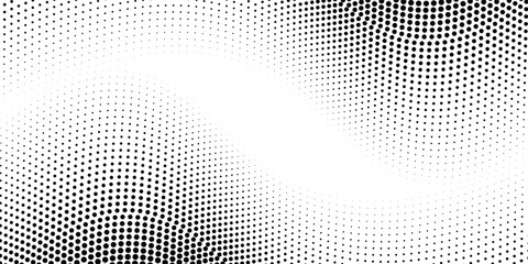 Monochrome gradient halftone dots background. Vector illustration. Abstract small grunge dots on  dot halftone background