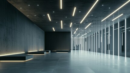 Modern Minimalist Interior with Ambient Lighting and Clean Lines