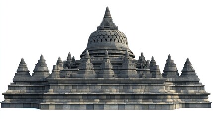 Fototapeta premium Stupa of borobudur temple isolated on white background