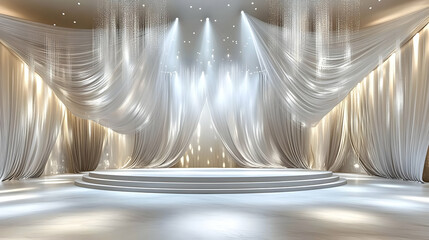 Elegant wedding stage, indoor ceremony