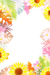 暑中見舞い　ひまわり　夏　背景