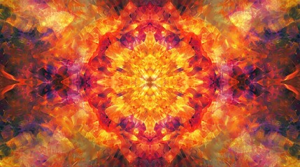 Vibrant Abstract Kaleidoscope Pattern with Bright Orange and Purple