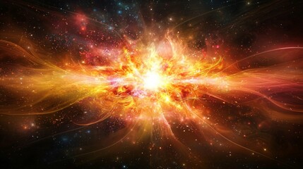 Fototapeta premium Cosmic Explosion in Colorful Galaxy with Light and Energy Waves