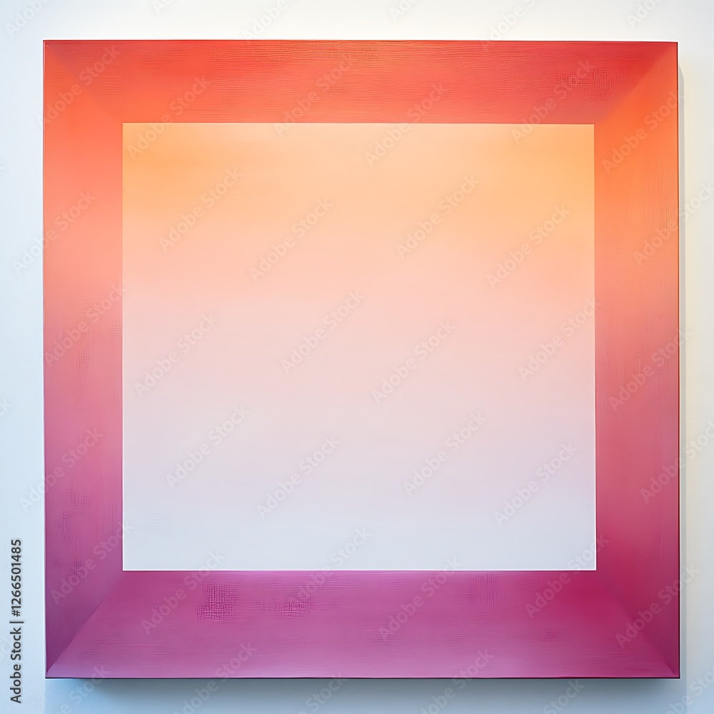 Poster a minimalist artwork featuring a gradient frame transitioning from soft pink to light orange, creati