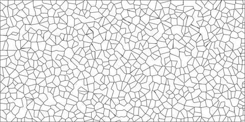 Black & white broken quartz stained glass background. Cement kitchen decor & white marble bath floor. Diamond shape polygonal texture. Crystal voronoi diagram background for Website.