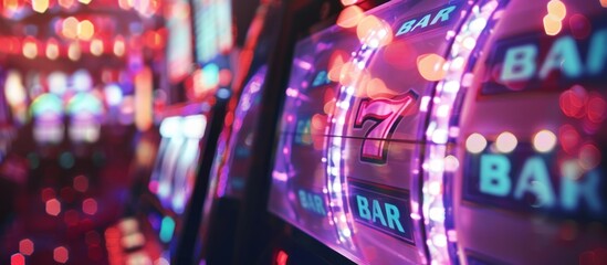 A casino with a slot machine that has the letters BRR on it