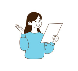 a woman who is happy to see the papers