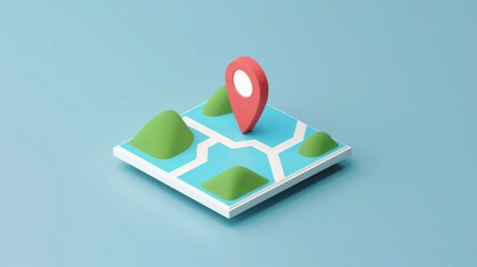 A map of a beach with a red and orange pin on it