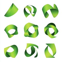 Obraz premium bundle of green graphic design shape clean aesthetic template isolated with white background