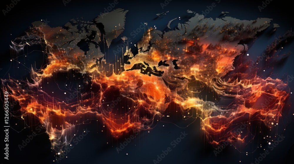 Poster global network: a fiery digital map of interconnectedness