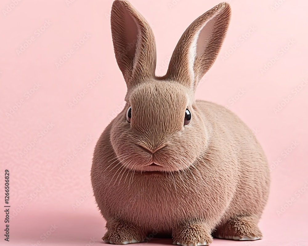 Canvas Prints Cute rabbit portrait against pink background