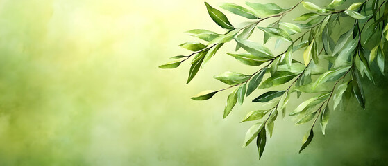 Fototapeta premium Green leaves, nature, sunlight, background, design