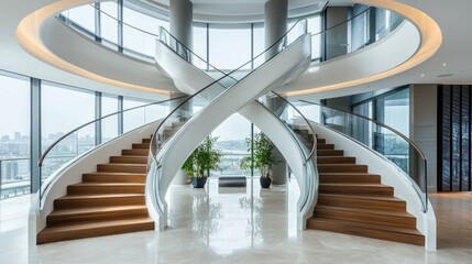 Elegant Modern Staircase Design in Contemporary Office Interior