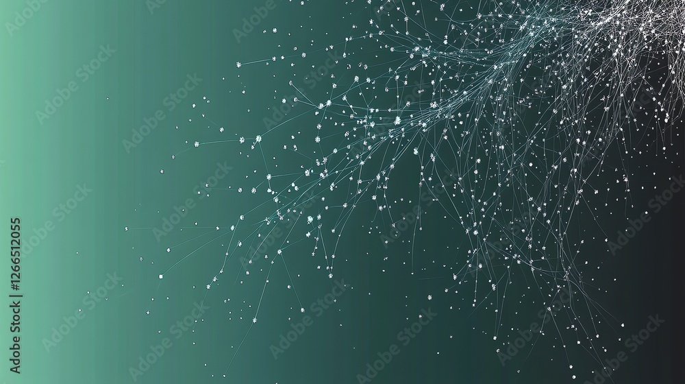 Poster abstract network connection on green gradient background for technology concepts