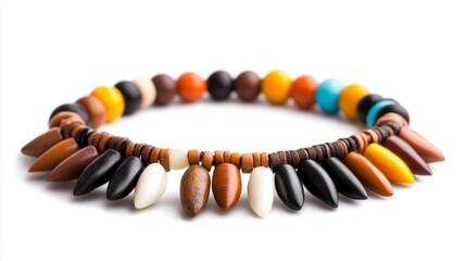 Colorful Beaded Necklace with Tribal Style Elements. Generative AI