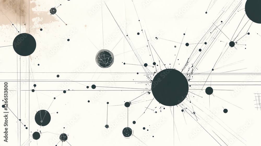 Poster network connection diagram showing data points and interconnected lines