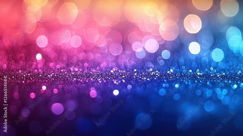 Poster a vibrant gradient background with colorful bokeh lights.