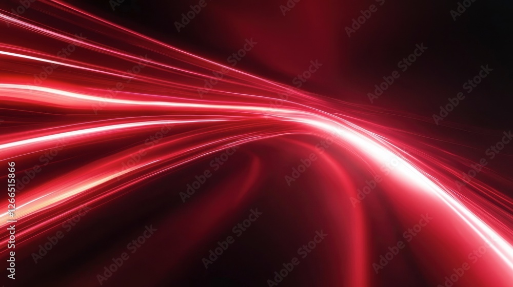 Poster dynamic red light trails on a dark background for abstract designs