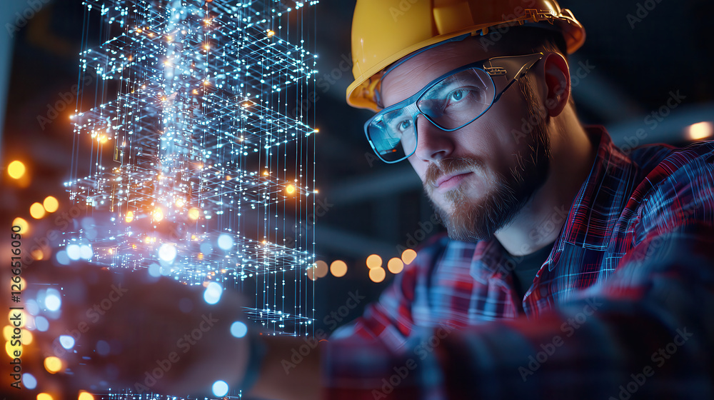 Aufkleber innovative engineer working with holographic technology in modern workspace, showcasing creativity a