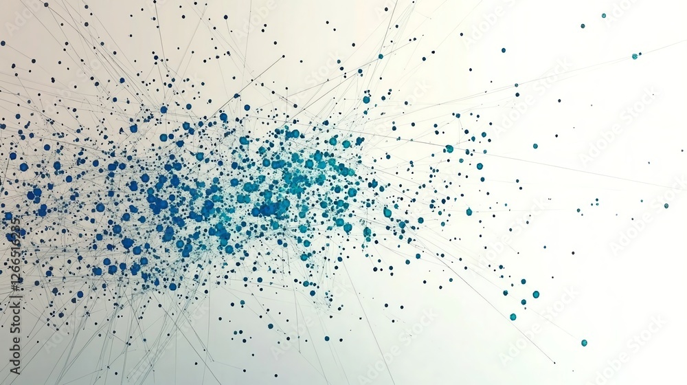 Aufkleber abstract data network visualization with connecting dots and lines design
