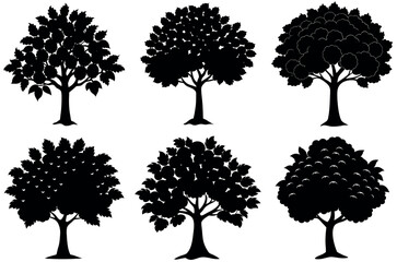 Fototapeta premium set of trees silhouettes vector illustration