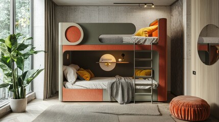 Modern Bunk Bed Design for Children's Room with Stylish Decor