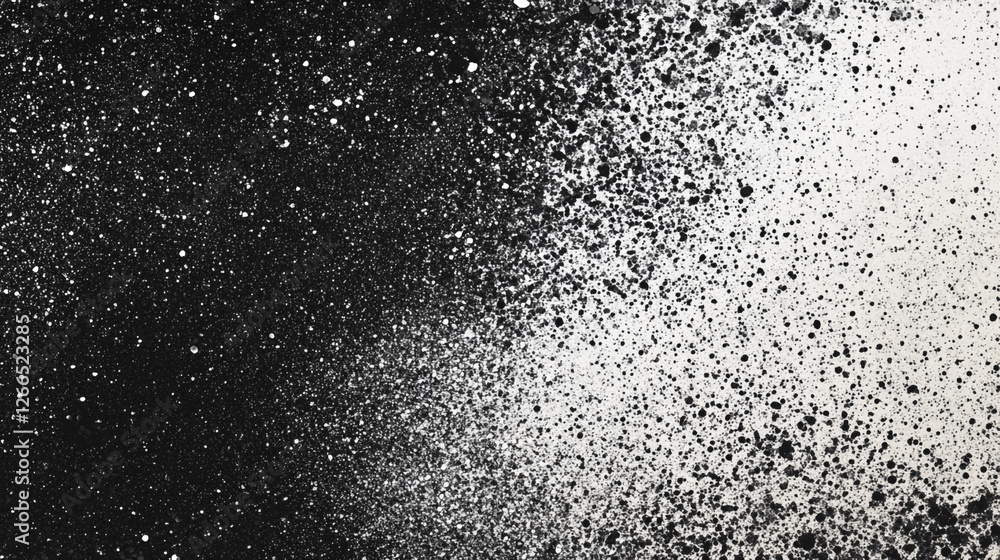 Poster exploring the artistic depth of a halftone gradient with faded grit creating a dynamic monochrome ef