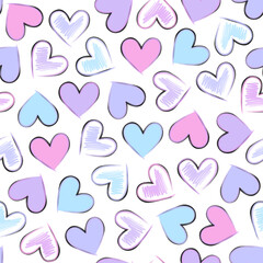 Valentine heart seamless pattern vector. Colorful hearts on white background. Collection of cute heart. Symbol of love, Valentine's day. Design for fabric, wrapping, paper, sticker, card, cover, decor