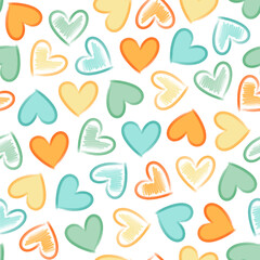 Valentine heart seamless pattern vector. Colorful hearts on white background. Collection of cute heart. Symbol of love, Valentine's day. Design for fabric, wrapping, paper, sticker, card, cover, decor