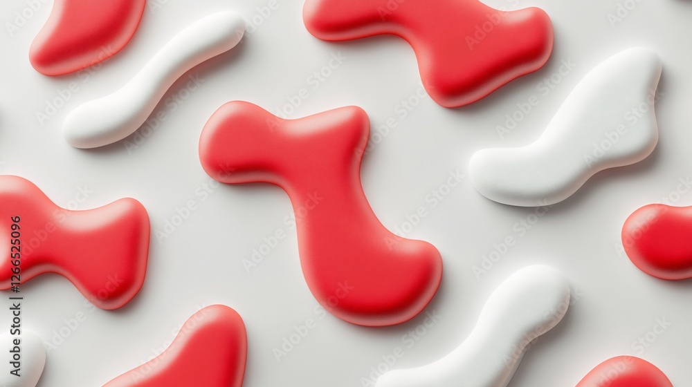 Poster abstract red and white 3d shapes pattern background