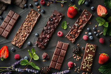 Chocolate Bars with Berries and Nuts