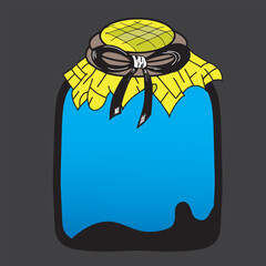 illustration of food jar with tablecloth lid flat style design