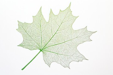 Fototapeta premium Translucent Maple Leaf, Vein Detail, White Background, Nature Photography, Botanical Illustration