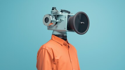 Surreal figure with a camera for a head