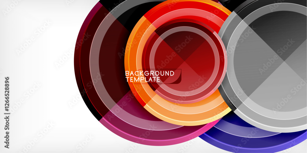 Poster abstract background - multicolored circles, trendy minimal geometric design, vector illustration