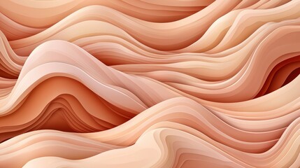 Fototapeta premium Abstract peachy waves, fluid design, layered texture, background