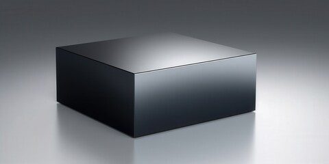 Chrome cube on grey background. Ideal for tech presentations, 3D render