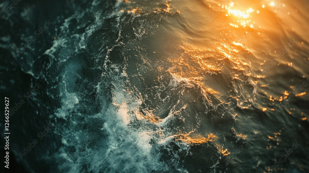 Aufkleber dynamic waves dance under the sunlight creating an abstract motion in the sea texture