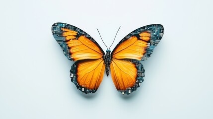 Obraz premium A vibrant orange butterfly showcasing intricate wing patterns.