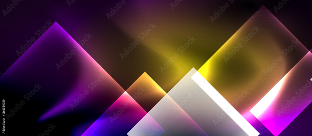 Aufkleber glass squares with neon shiny light abstract background