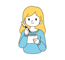 a woman who takes notes