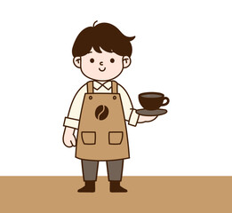 The barista is holding a warm coffee.